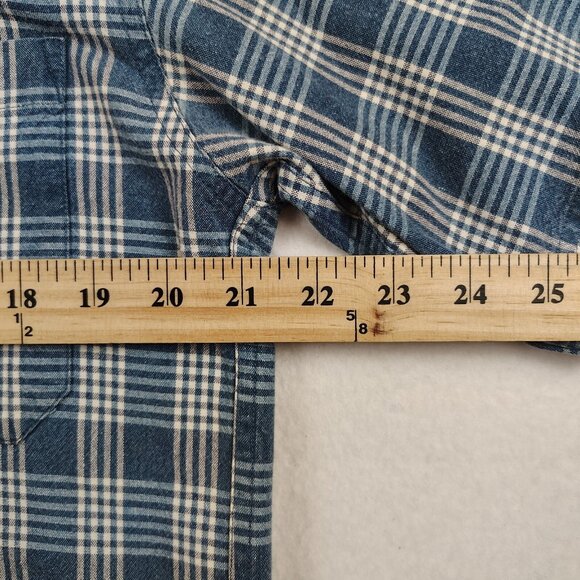 Vintage Mickey Inc Mickey Mouse Blue Plaid Button Up Shirt Mens Small - Picture 8 of 8